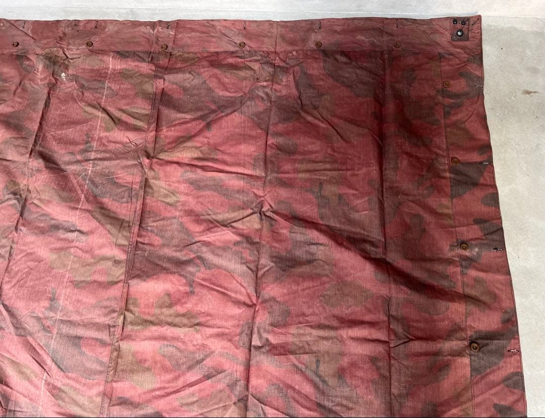 ①1950年 デッドストック イタリア軍幕 タープ テント サンマルコ迷彩 実物