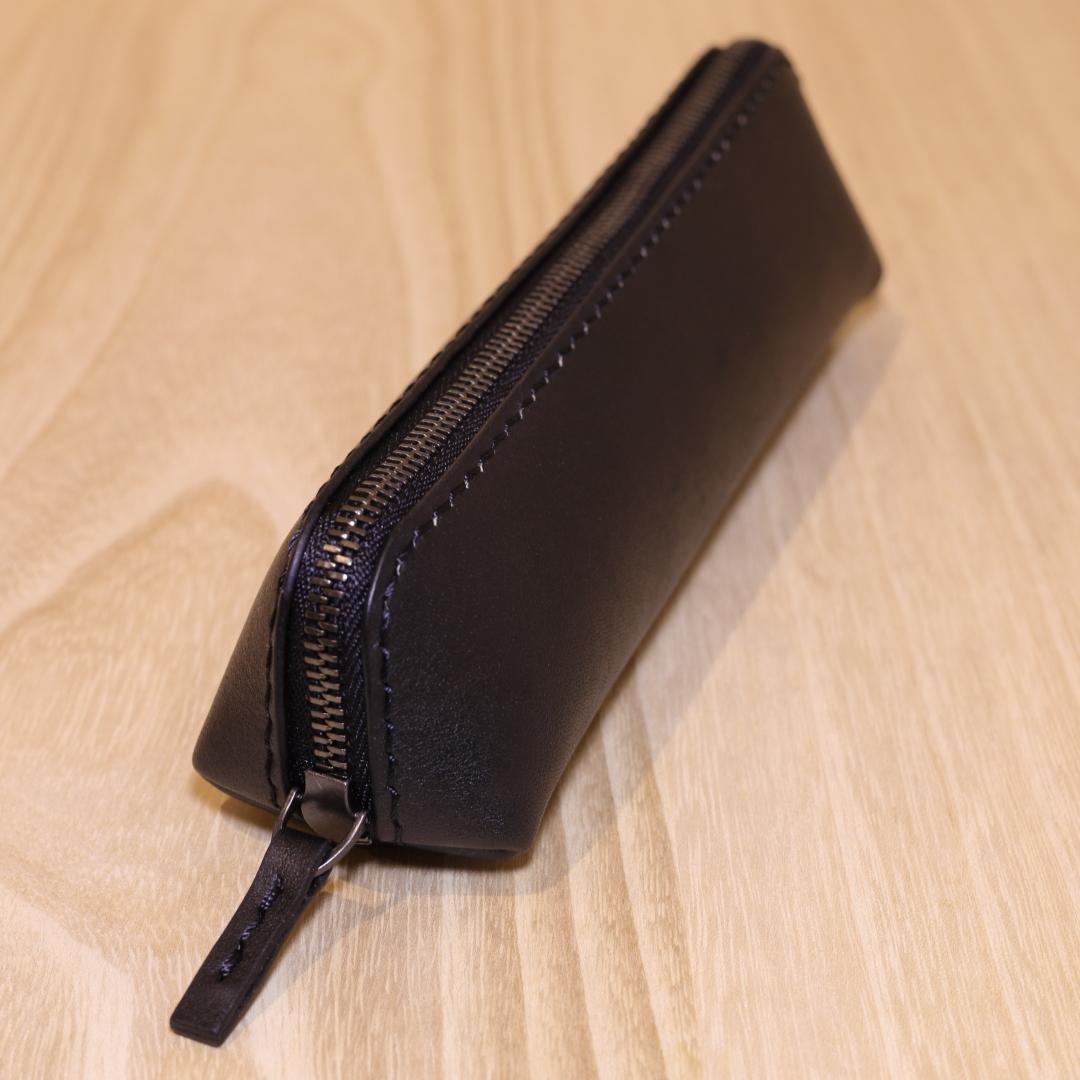 【やまー】新品　ペンケース　黒革　YKKエクセラ