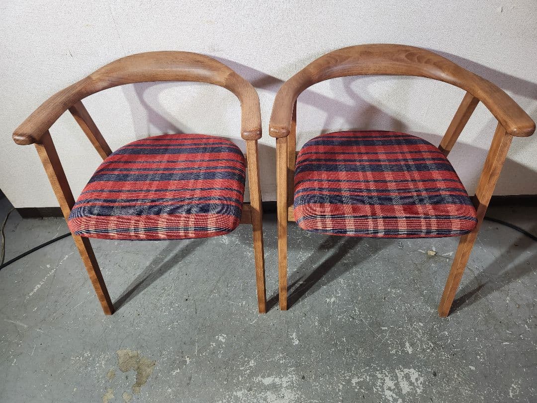 Calore/カロレ　Uチェア　2脚セット/ダイニングチェア/チェック柄①