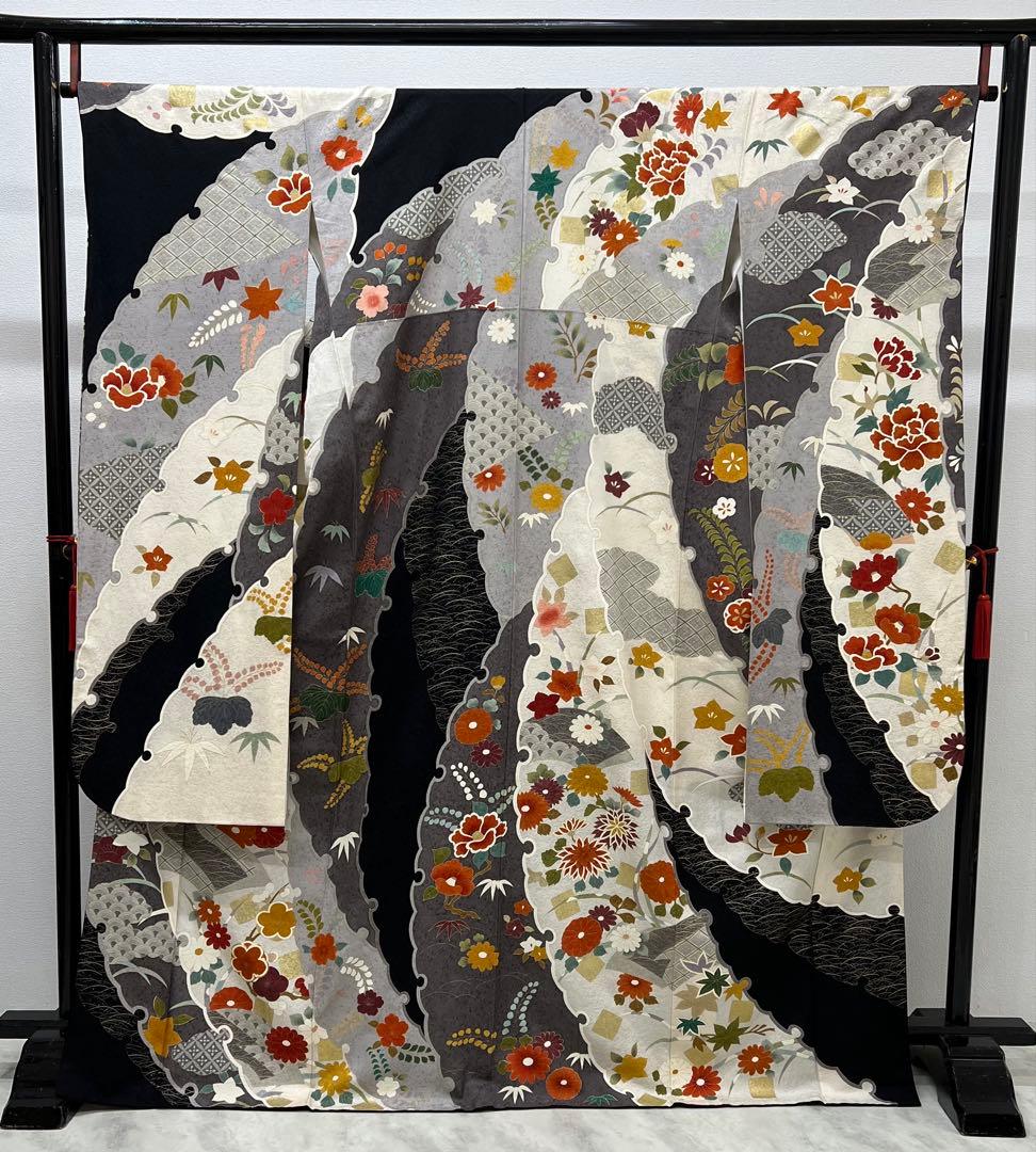 振り袖　フルセット　長襦袢付　成人式　金彩加工　刺繍入り　くすみカラー　693