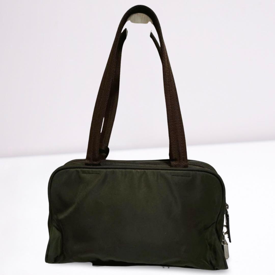 【美品・正規品】プラダ PRADA ミニボストンバッグ ナイロン カーキ 南京錠