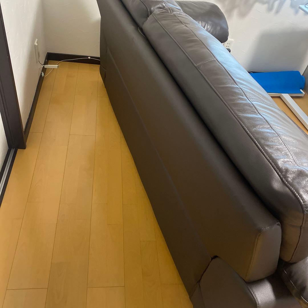 【引き取り大歓迎】ニトリ ワケあり本革3人掛けソファ オマケ付き