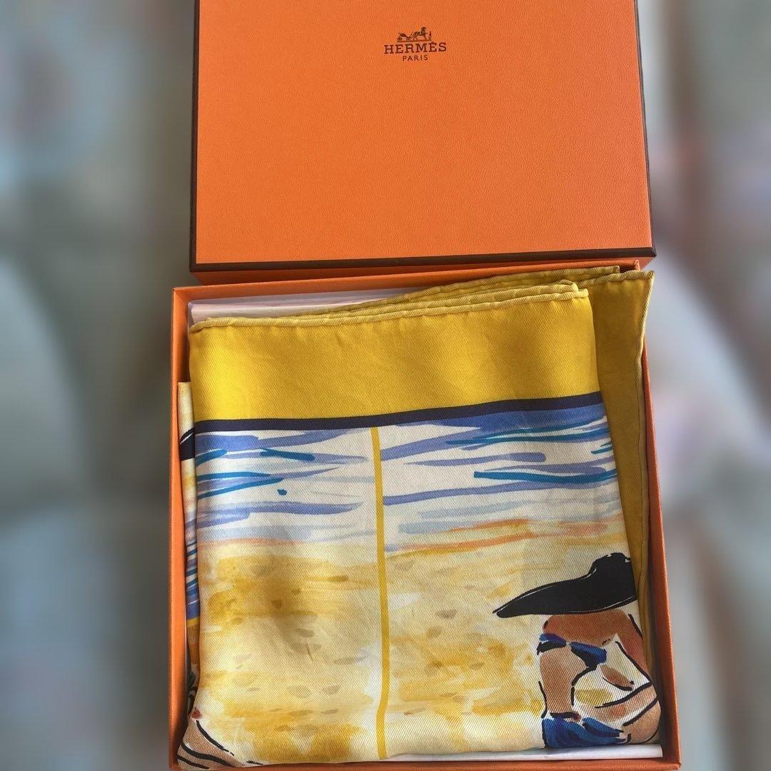 HERMES Bain de Mer シルクスカーフ70