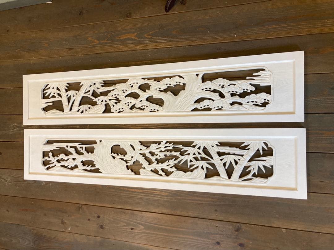 欄間　白　リメイク　ディスプレイ　店舗　彫刻　アートフレーム