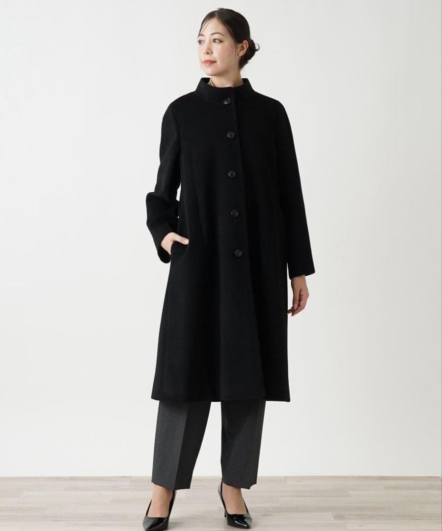 【美品】24年モデル　Leilian カシミヤハイネックコート　深喜毛織　XL