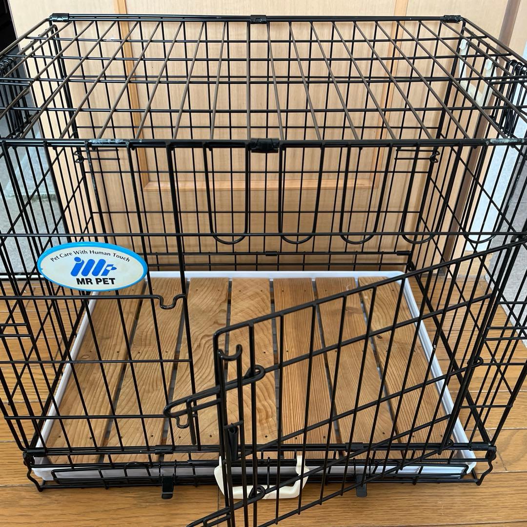 ワンタッチ　ペット用ケージ　ステンレス製　折りたたみ可　中型犬まで