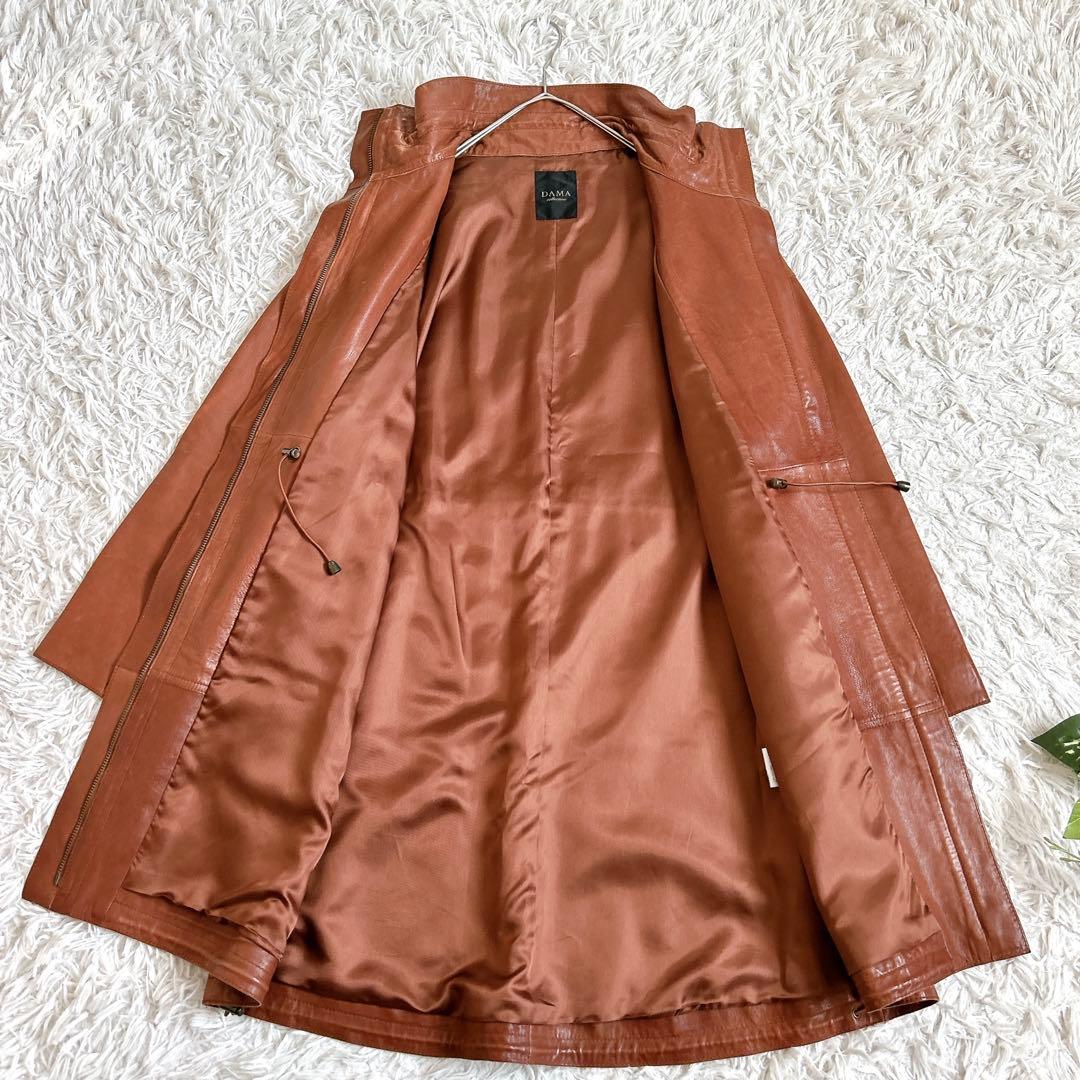 美品⁂ダーマコレクション⁂ラムレザージャケットコート　ドローコード　ブラウン　M