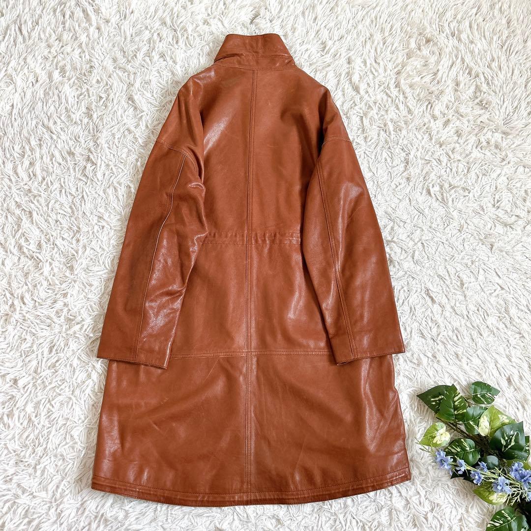美品⁂ダーマコレクション⁂ラムレザージャケットコート　ドローコード　ブラウン　M
