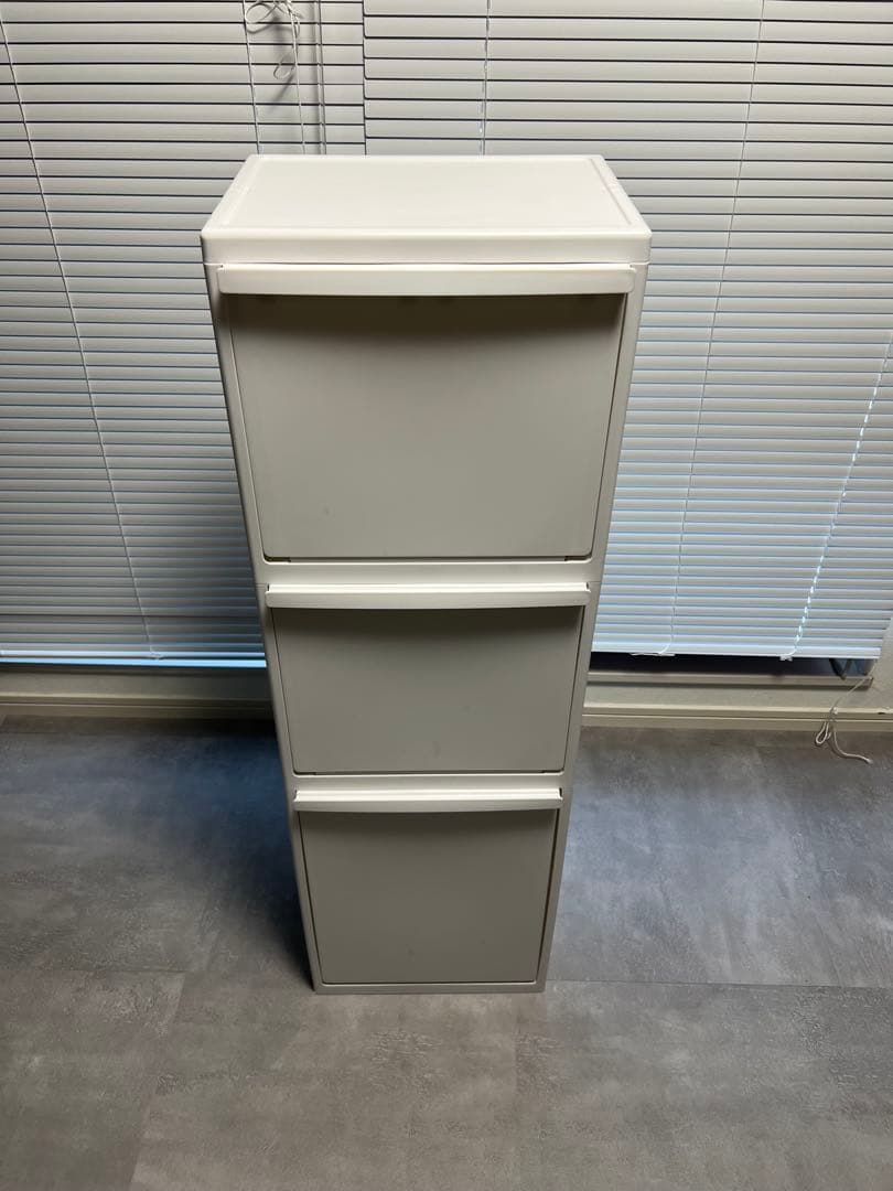 スリム収納ボックス 3段／縦型収納ケース ホワイト キッチン・洗面所・隙間収納に