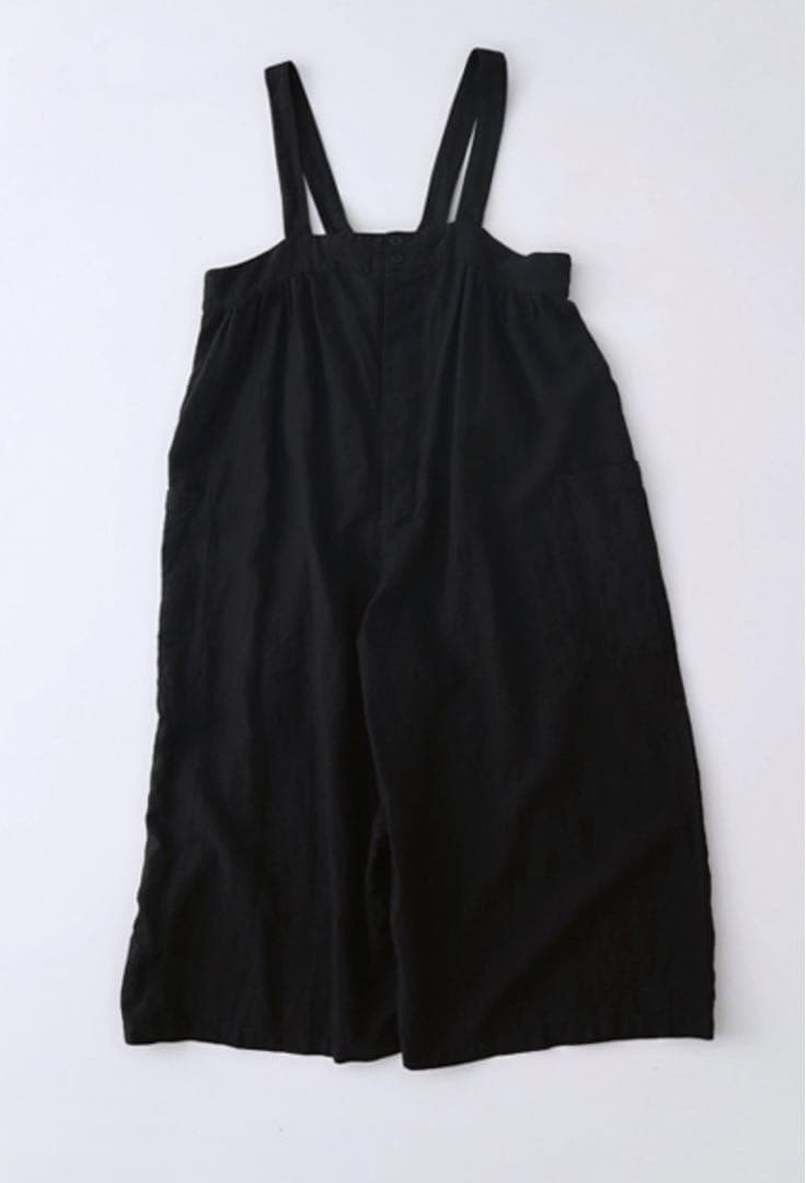 nest robe ネストローブ ブラックリネン ワイドサロペット