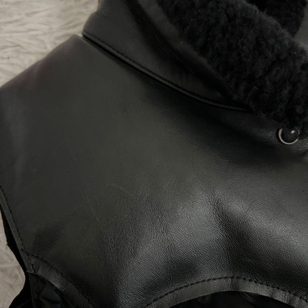 美品✨ロッキーマウンテンフェザーベッド ダウンベスト レザー切替 ボア S相当