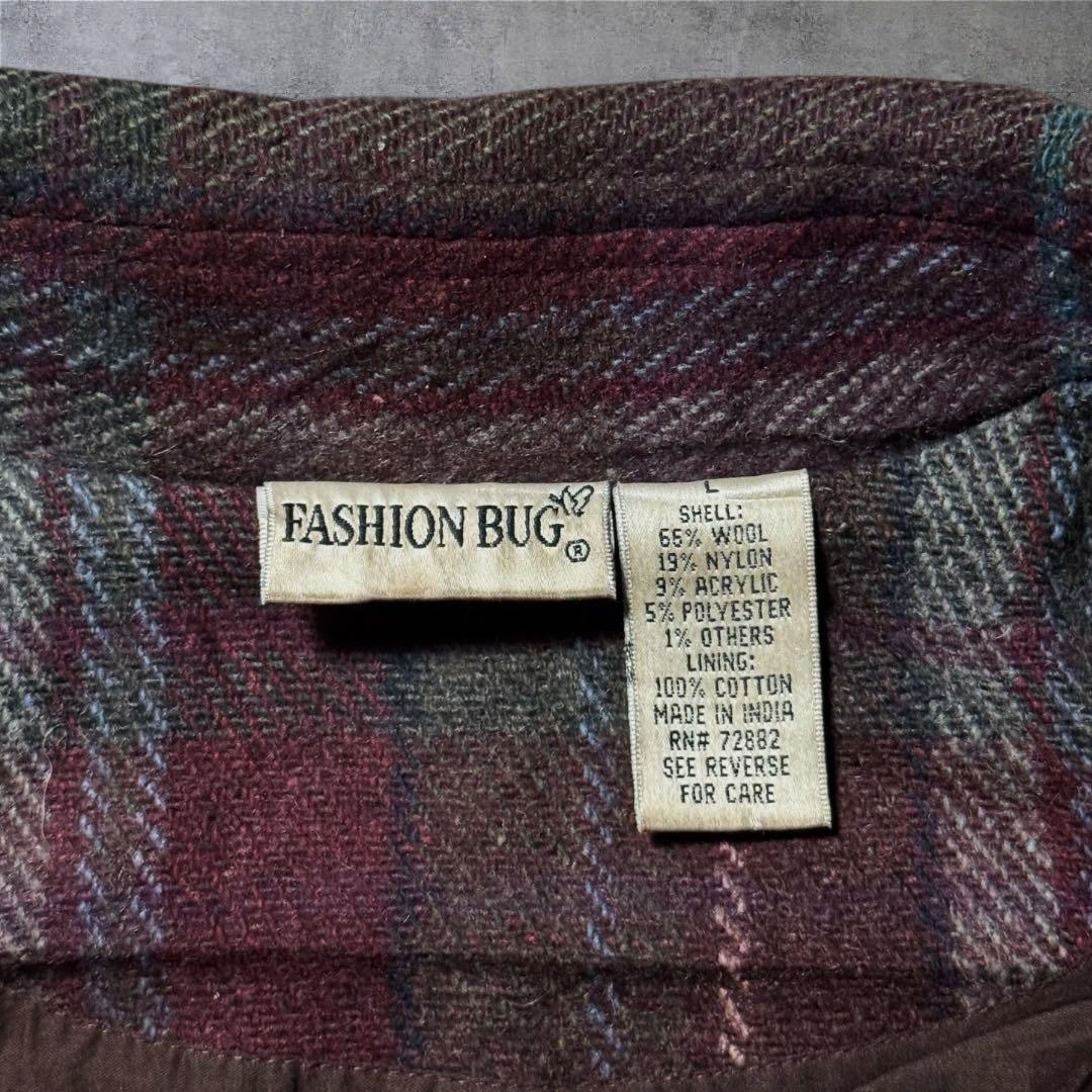 2348 古着90年代FASHION BUGウールハリントンジャケット短丈好配色