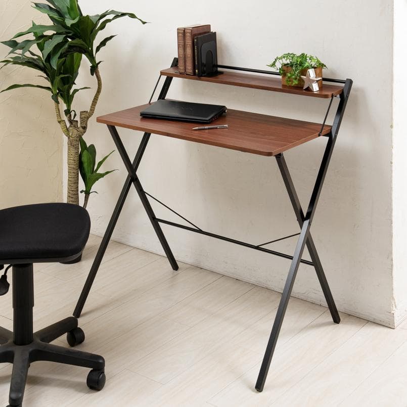 【新品・送料無料】幅80cm◎棚付折りたたみワークデスク テーブル