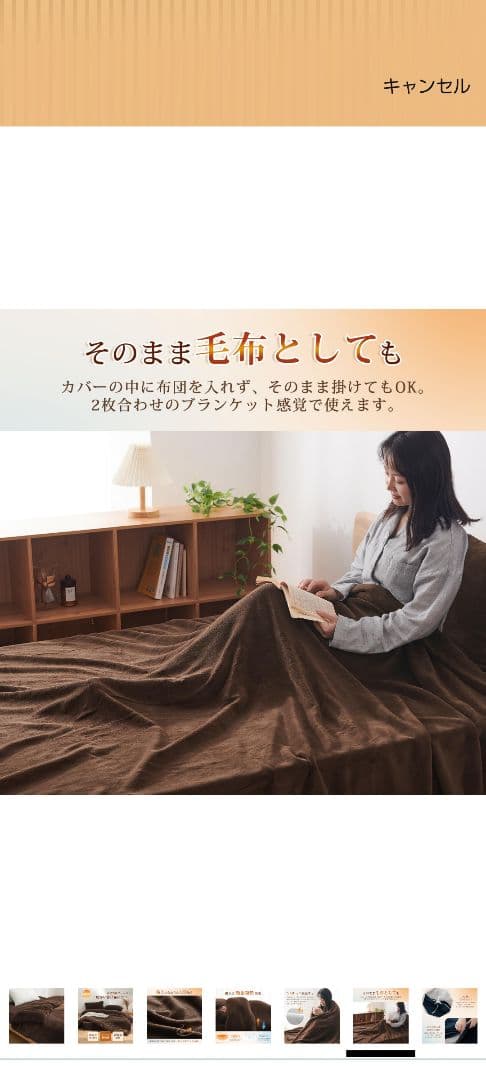 掛け布団THINSULATEシンサレート&布団カバー 150×210cmブラウン