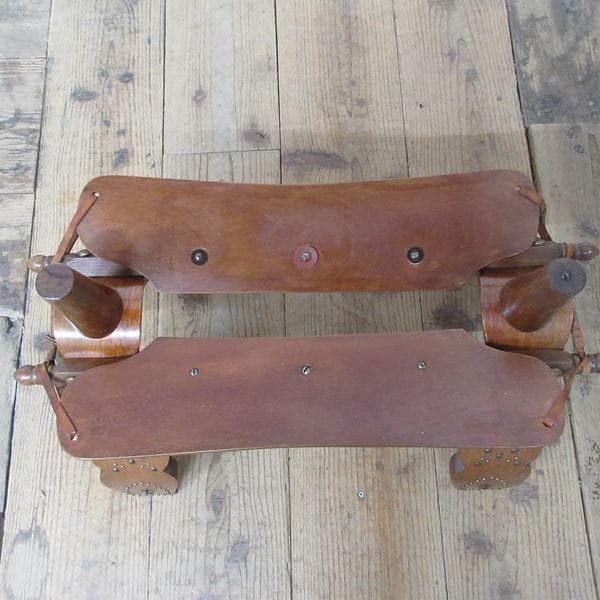 イギリス アンティーク 家具 スツール リアルレザー ベル 英国 4731e