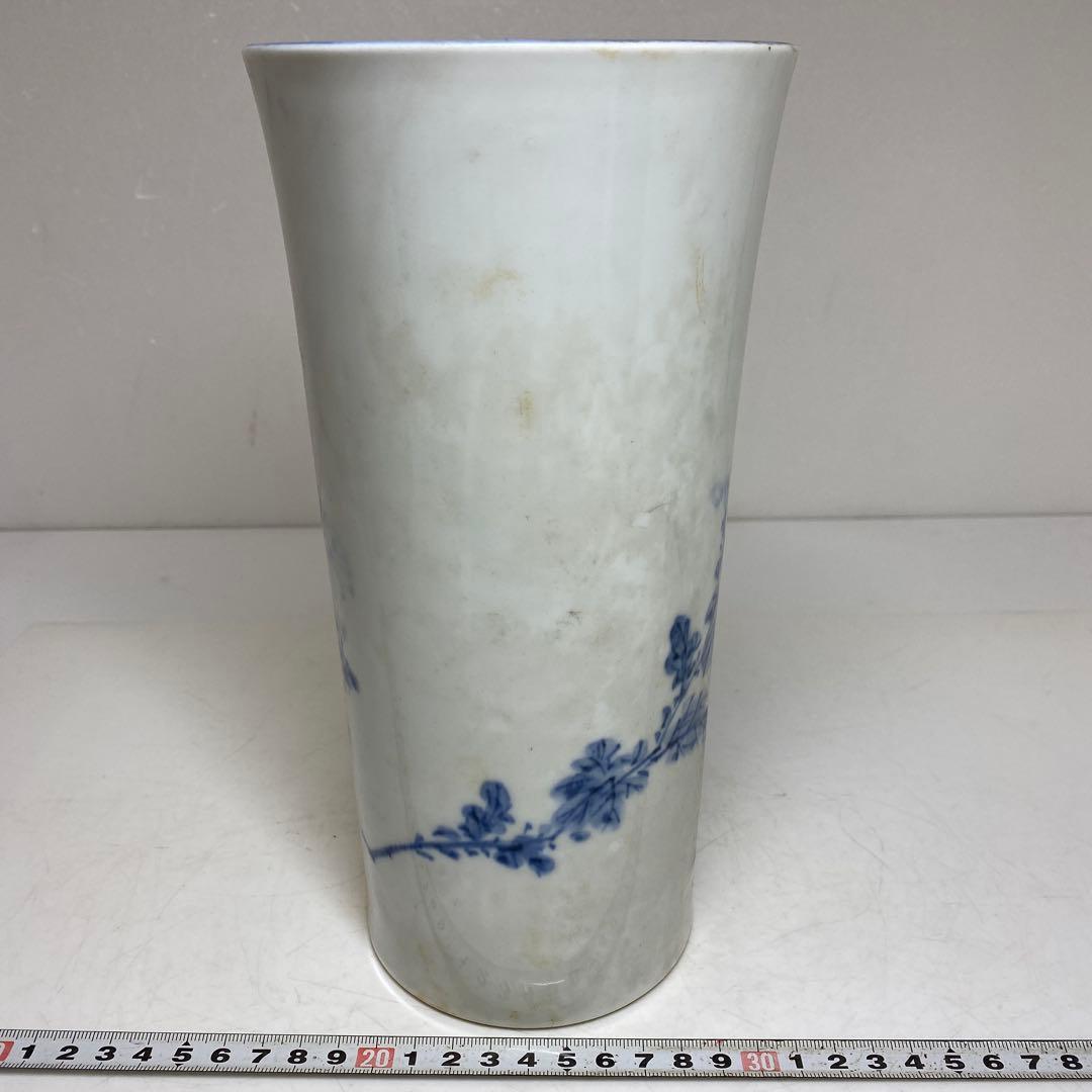 加藤幸兵衛 染付 花瓶 共箱 高さ約24.5cm 東T8-0207①