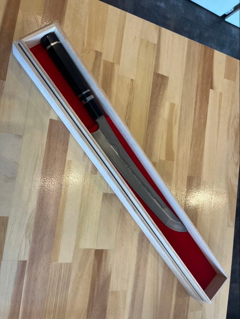 二唐刃物　本焼　白一　先丸柳刃　300