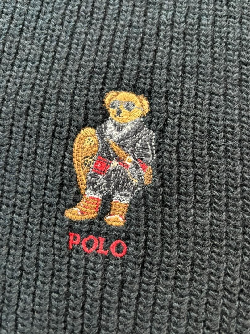 GIFTBOX入り今季ベア新品　ラルフローレン　マフラー　ポロベア　BK