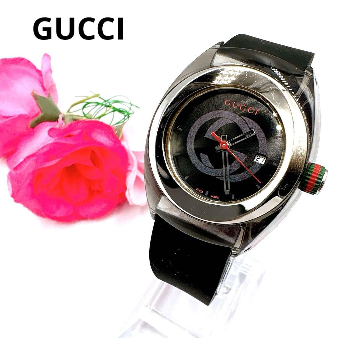 【新品電池&ベルト】GUCCI シンク 137.3 レディース 時計 デイト