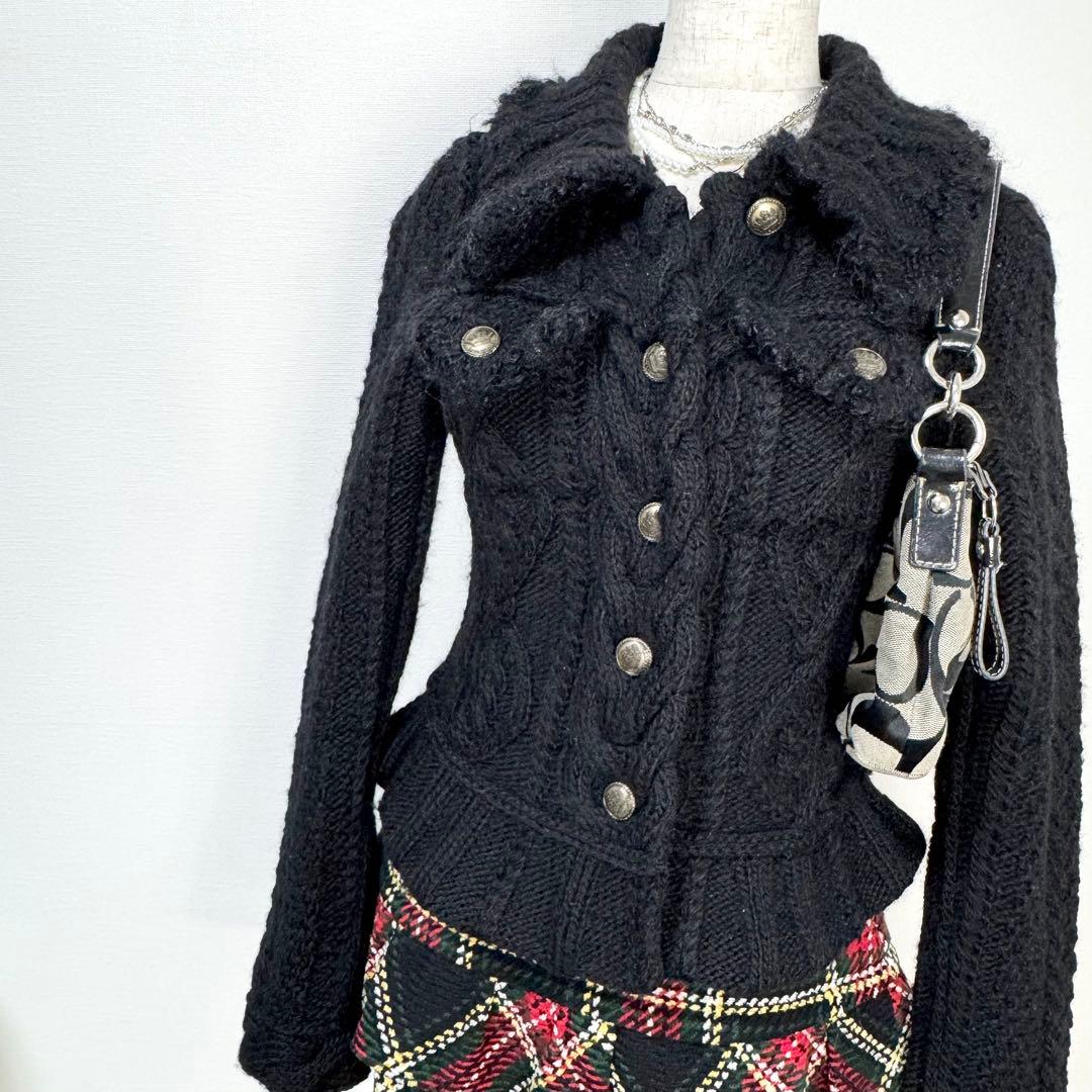 y2k❤️ BURBERRY BLUE LABEL ケーブルmixニットジャケット