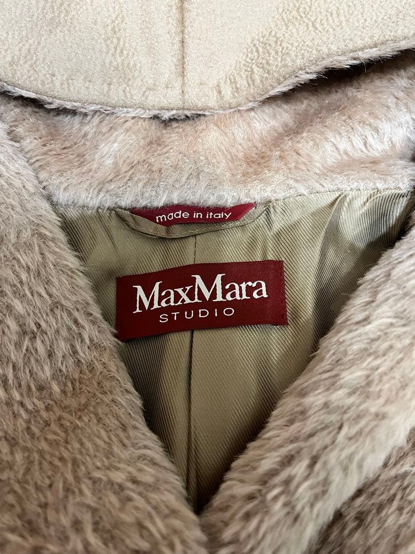 n*o様 Max Mara studioフード付きベージュロングコート40 Lサ