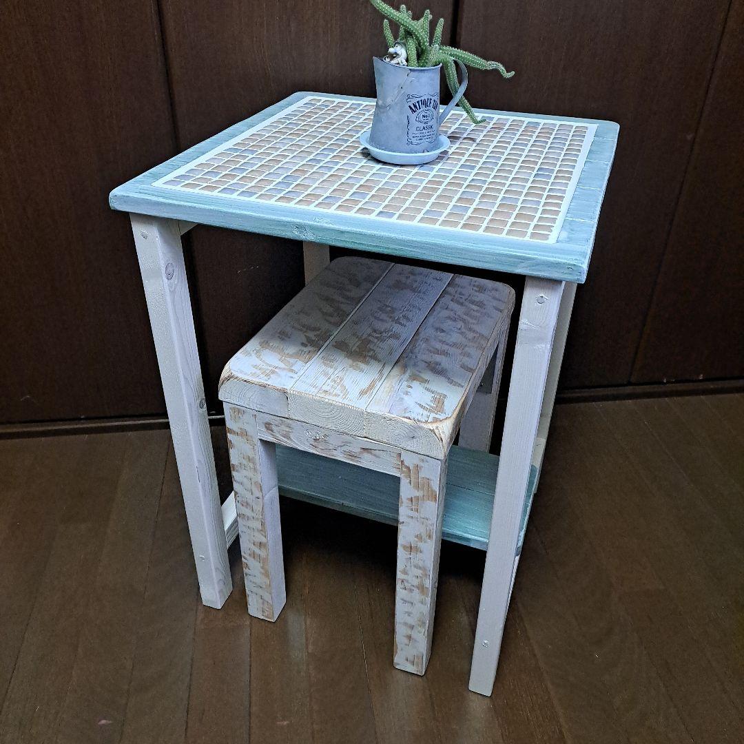 ガーデンテーブル&スツールセット ハントメイド　期間限定値下