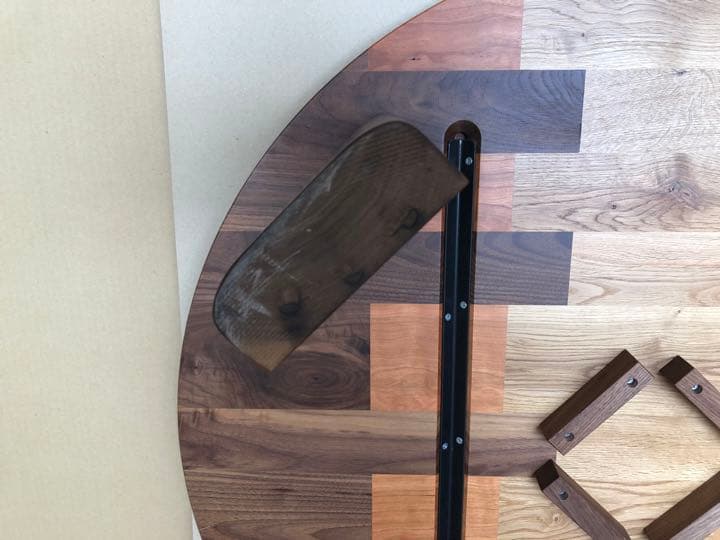 ☆ 送料無料 試作品100丸カラフル無垢材 国産折脚テーブル ☆