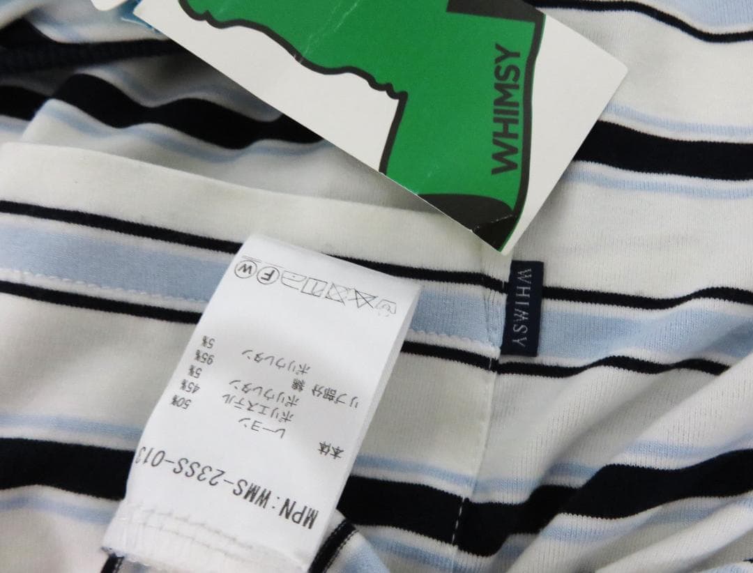 新品 Whimsy SNAP SLEEVE BORDER TOP L ウィムジー