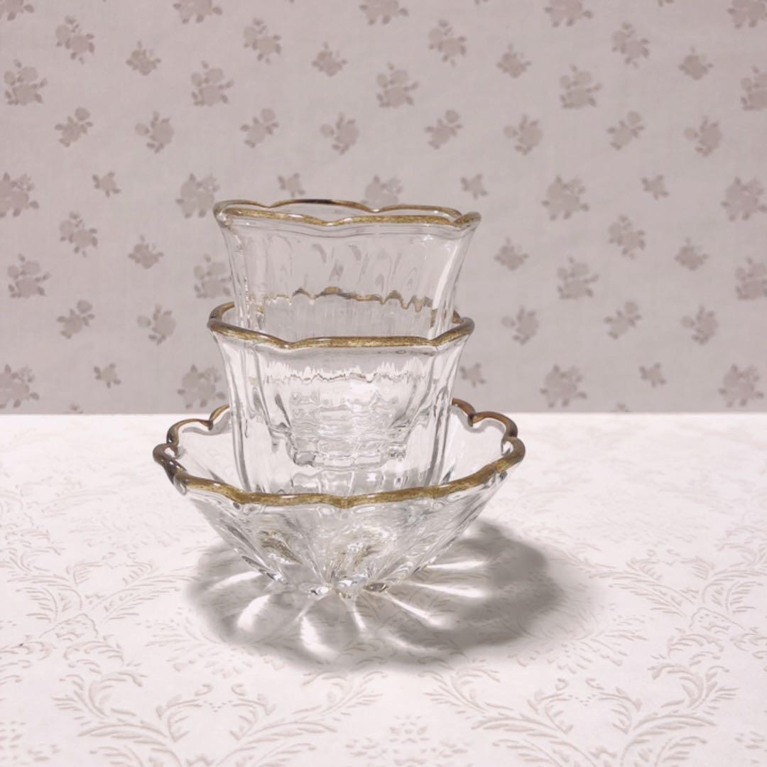 田井将博　繊細な輪花豆花鉢＆花茶杯∴3点セット　小鉢　コップ