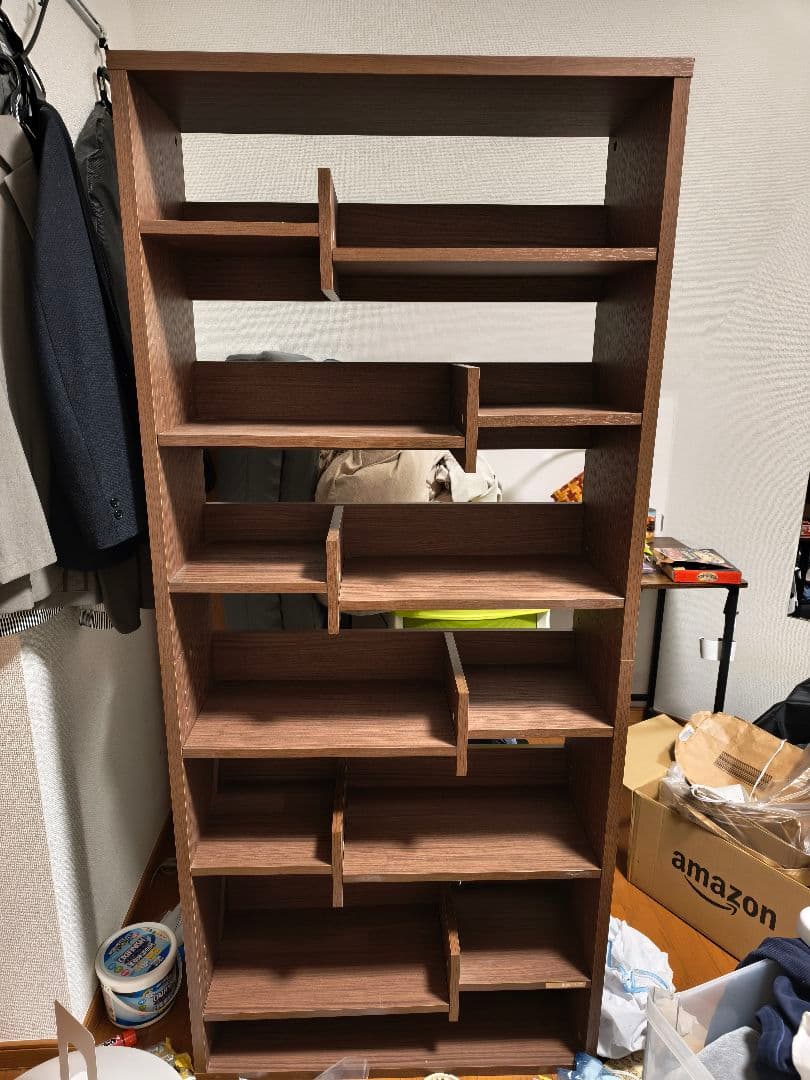 ブラウンオープンシェルフ 高い本棚