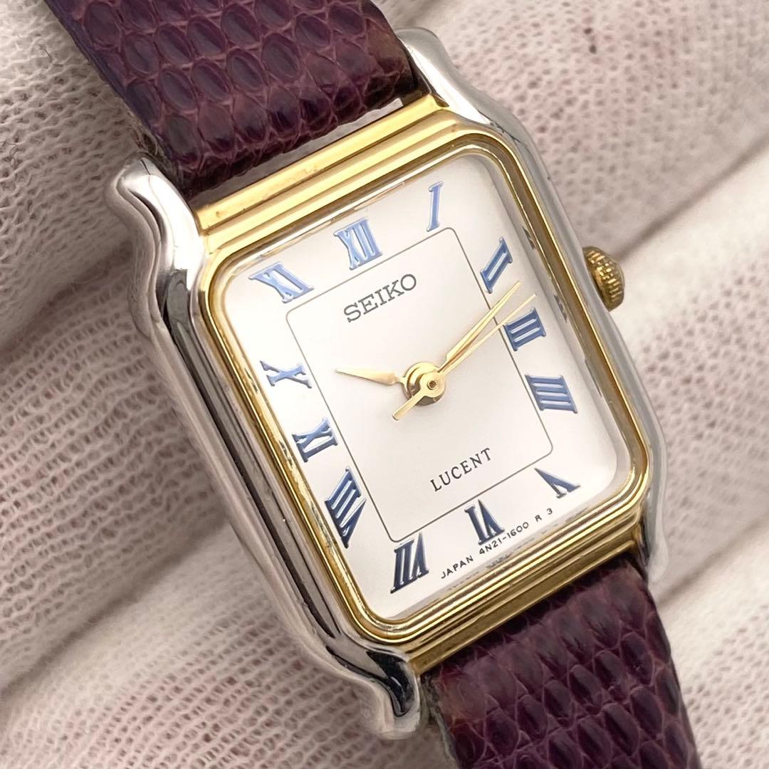 【稼働】SEIKO LUCENT 新品電池 腕時計 レディース スクエア 美品