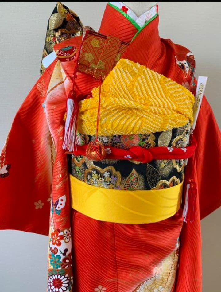 七歳お祝い着★鞠と枝垂れ桜が豪華★フルセット