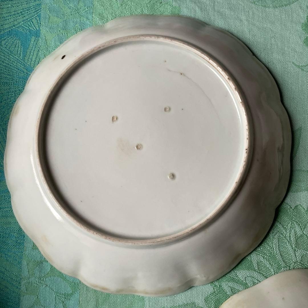 古伊万里　金彩　染付　吉祥紋　中皿　3客