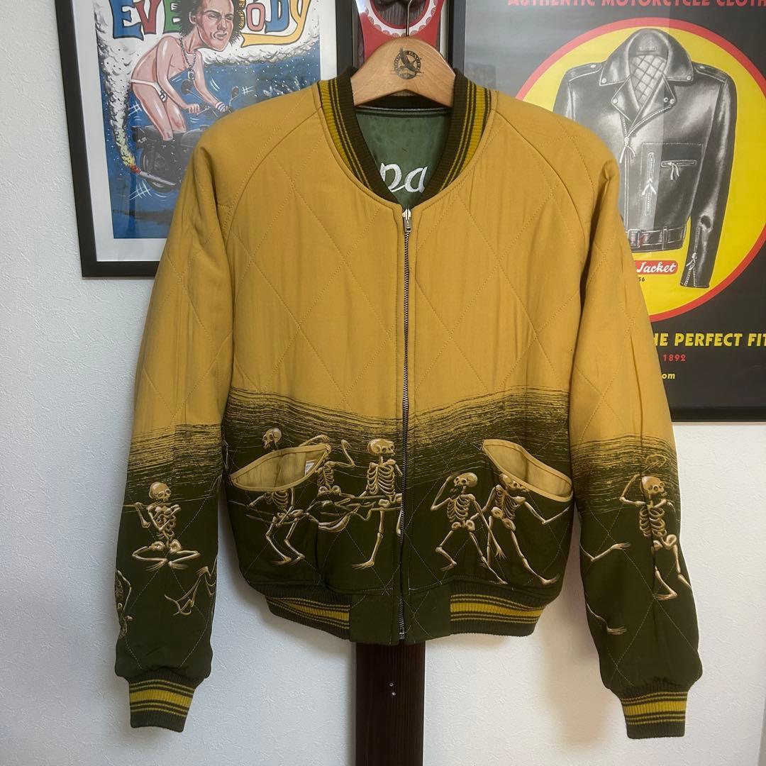 美品 00’s 希少デザイン フェローズ 虎×踊り髑髏 リバーシブルスカジャン