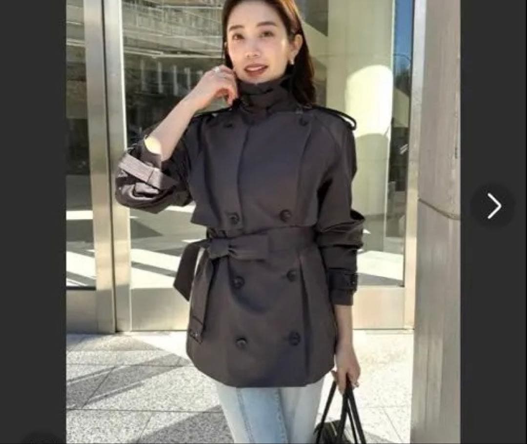 anuansハーフオーバートレンチコート チャコールグレー Sサイズ