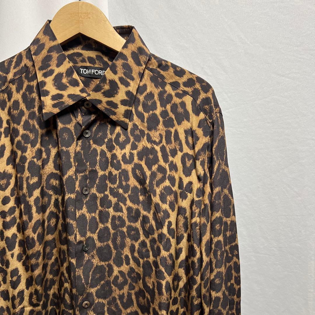 TOM FORD トムフォード　レオパード柄　シルクシャツ　43