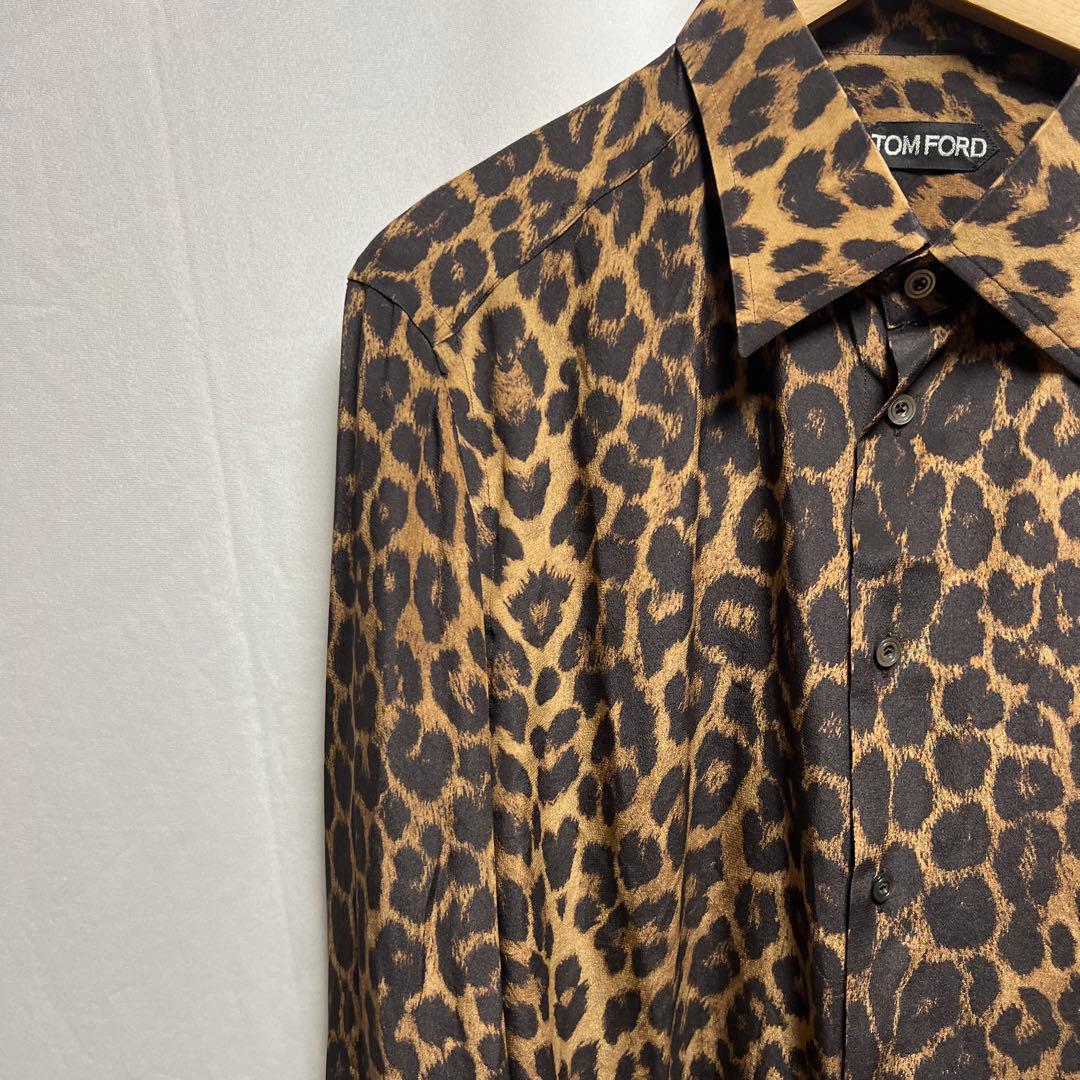TOM FORD トムフォード　レオパード柄　シルクシャツ　43