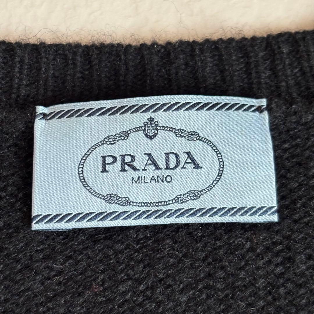 PRADA プラダ カシミヤ100% Uネックニット セーター 40 ブラック