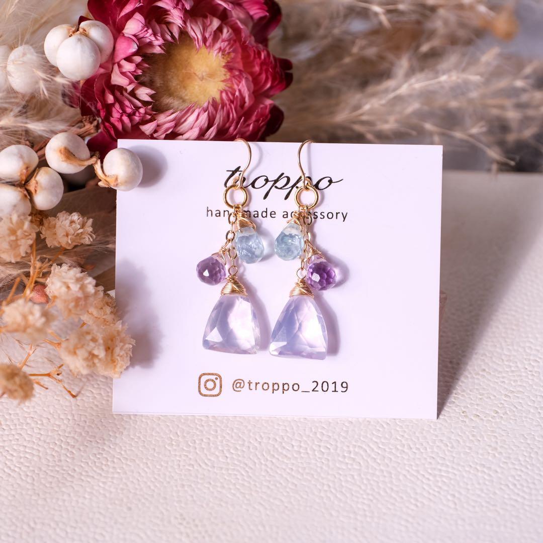 14kgfスコロライトトライアングルピアス/イヤリング