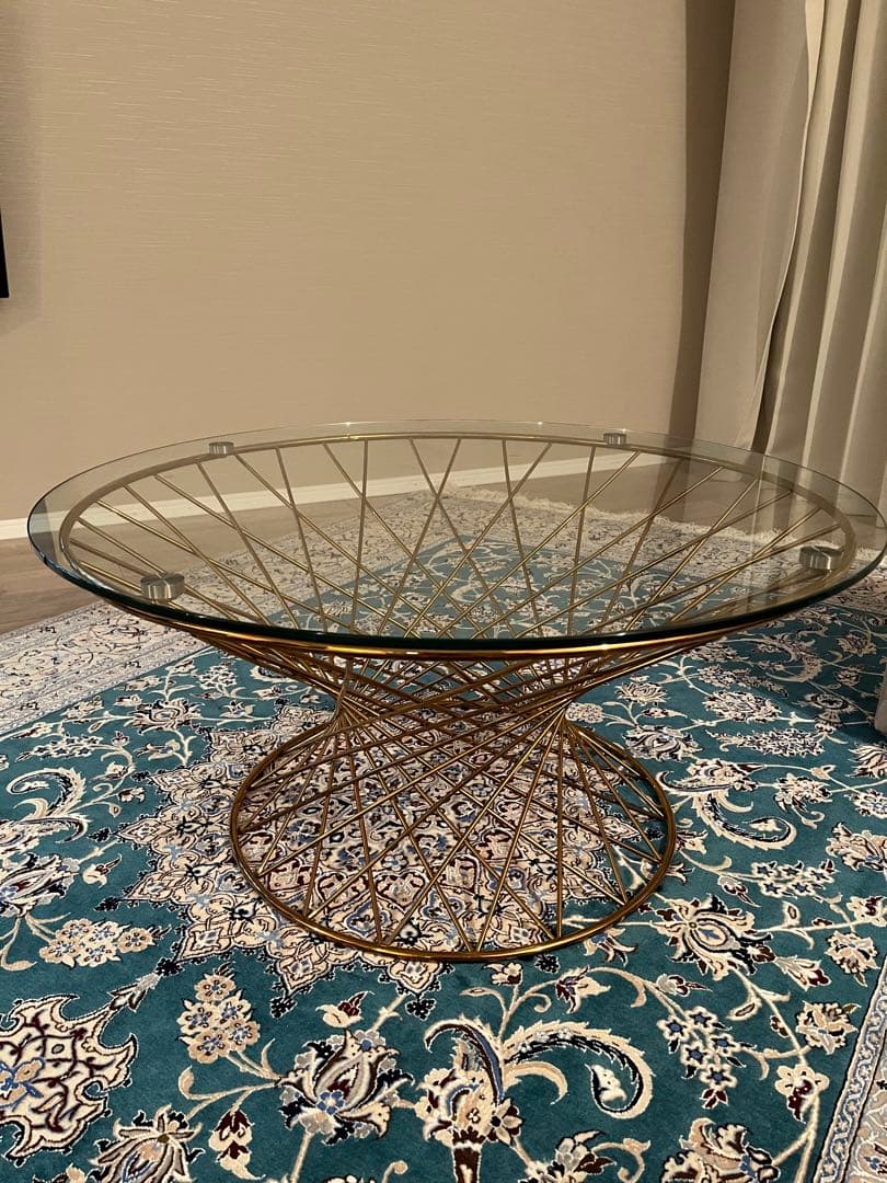 Francfranc マーリア コーヒーテーブル クリア×ゴールド