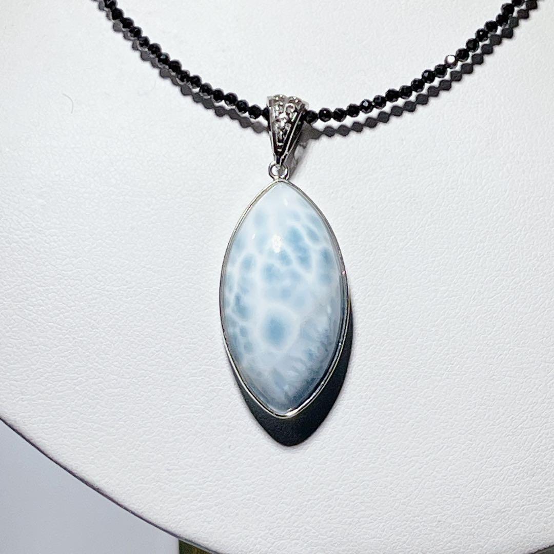 ラリマーペンダントブラックスピネルネックレスNO25-1708