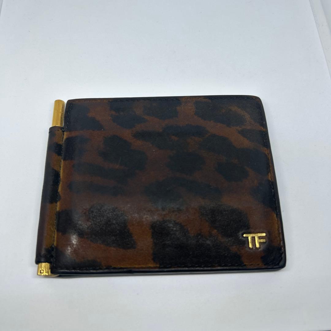 希少TOM FORD ヒョウ柄 マネークリップ スウェード生地 即日発送