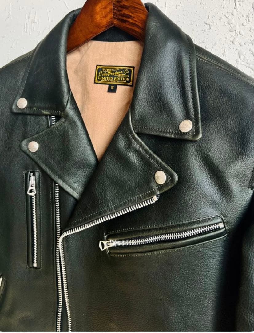 ダークグリーン 限定版 ダブルライダースジャケット S
