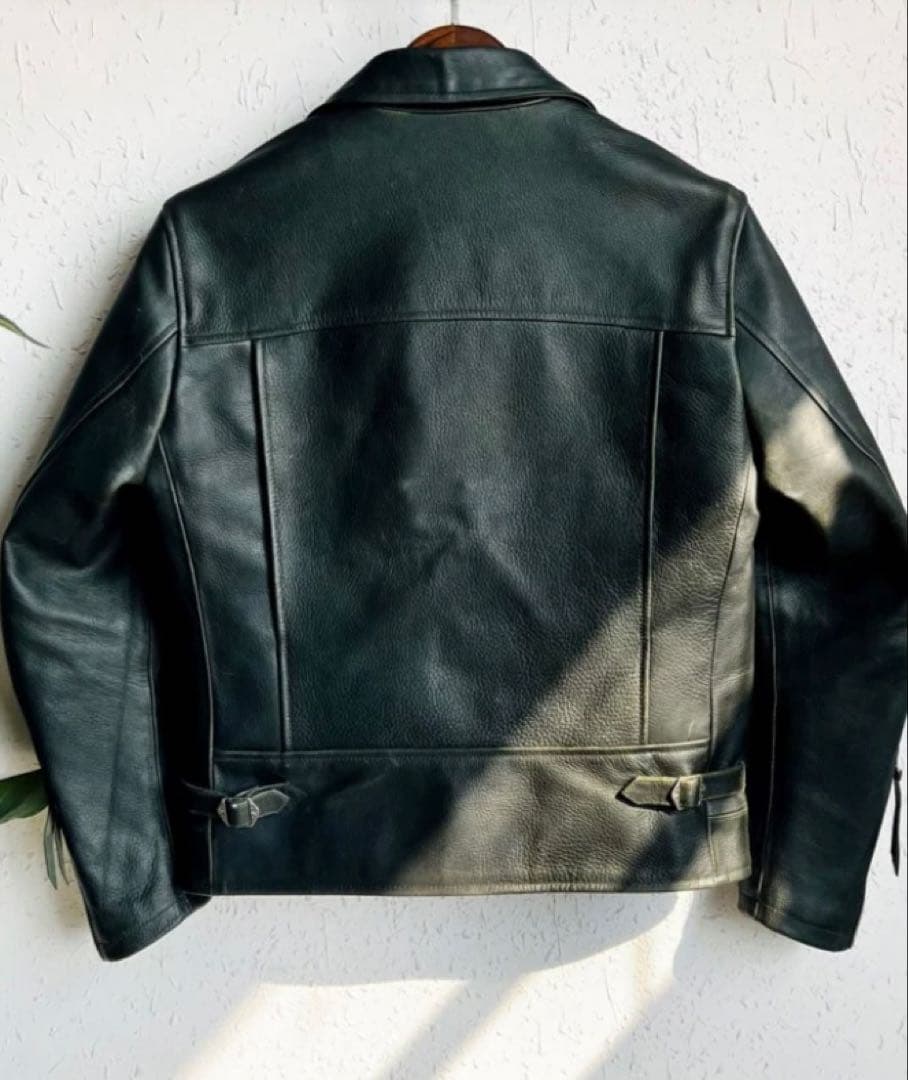 ダークグリーン 限定版 ダブルライダースジャケット S