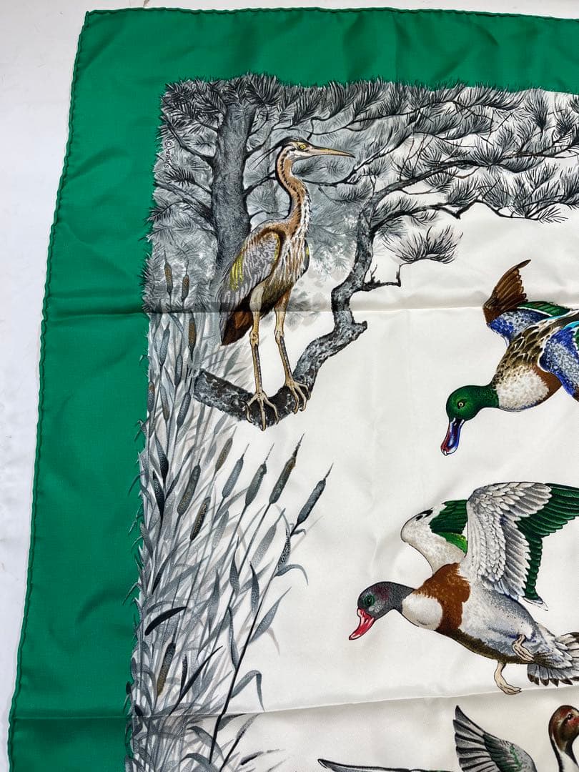 a0105-3HERMES　エルメス　スカーフ　カレ90　野鳥　フラミンゴ　大判