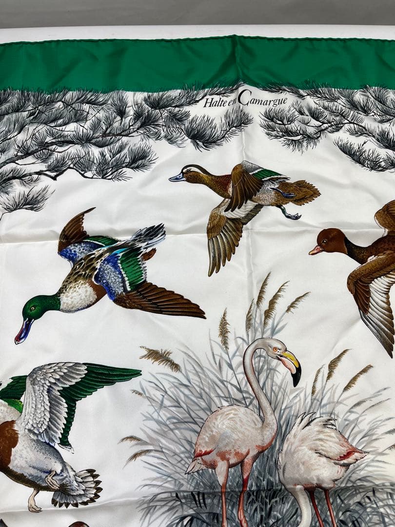 a0105-3HERMES　エルメス　スカーフ　カレ90　野鳥　フラミンゴ　大判