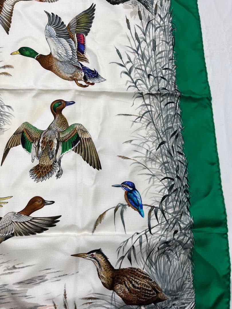 a0105-3HERMES　エルメス　スカーフ　カレ90　野鳥　フラミンゴ　大判