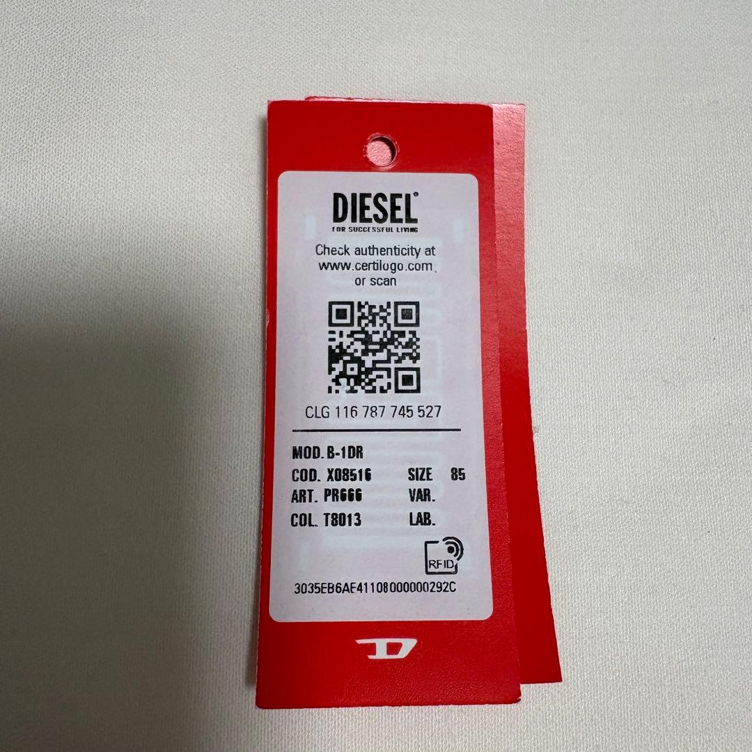 DIESEL 黒レザーベルト 楕円バックル