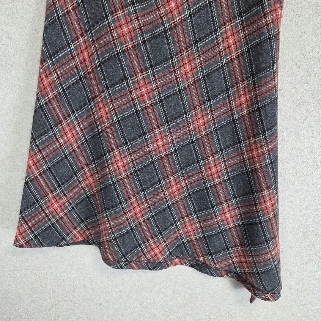 希少 美品 Y's 00AW チェック 変形 ロング スカート アシンメトリー
