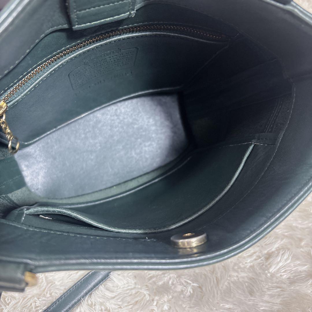 貴重 COACH コーチ バケツ型 トートバッグ ハンドバックレザー グリーン